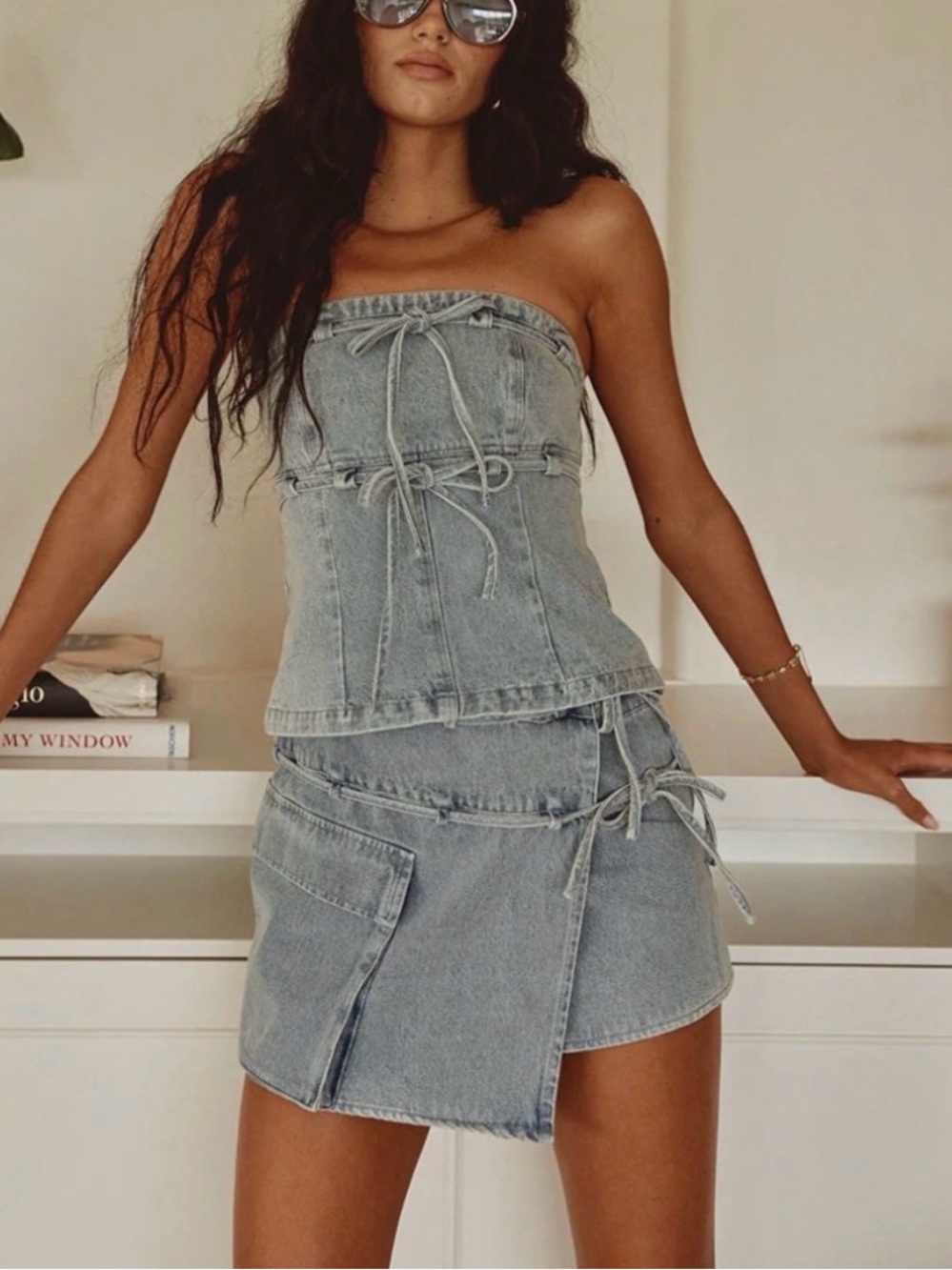 Sabo Skirt Light Blue Denim Tube Top - Picture 2 of 8